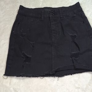 Edgy Black Distressed Mini Skirt